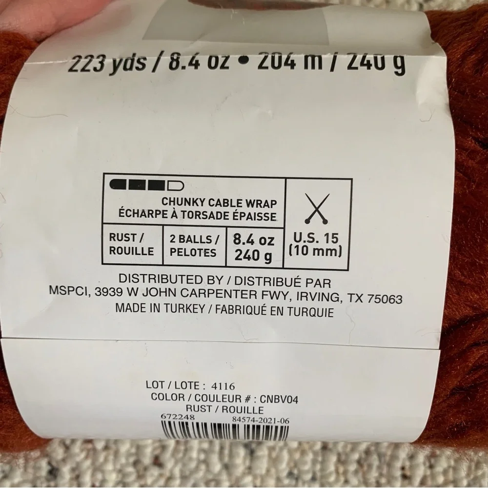 Loops & Threads Barcelona Roving Yarn Rust - Picture 3 of 3